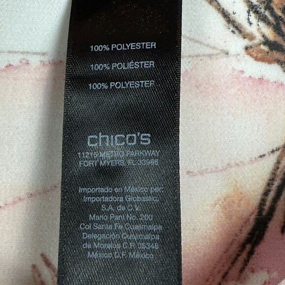Chico's Travelers Top Women 2 US L Multi Wildflower Semi-Sheer Asymmetrical Hem - Picture 8 of 10